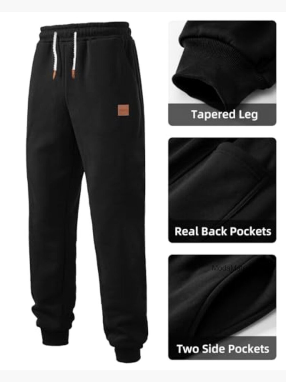 Heavyweight Cotton Tapered Joggers with Pockets - Picture 6 of 7